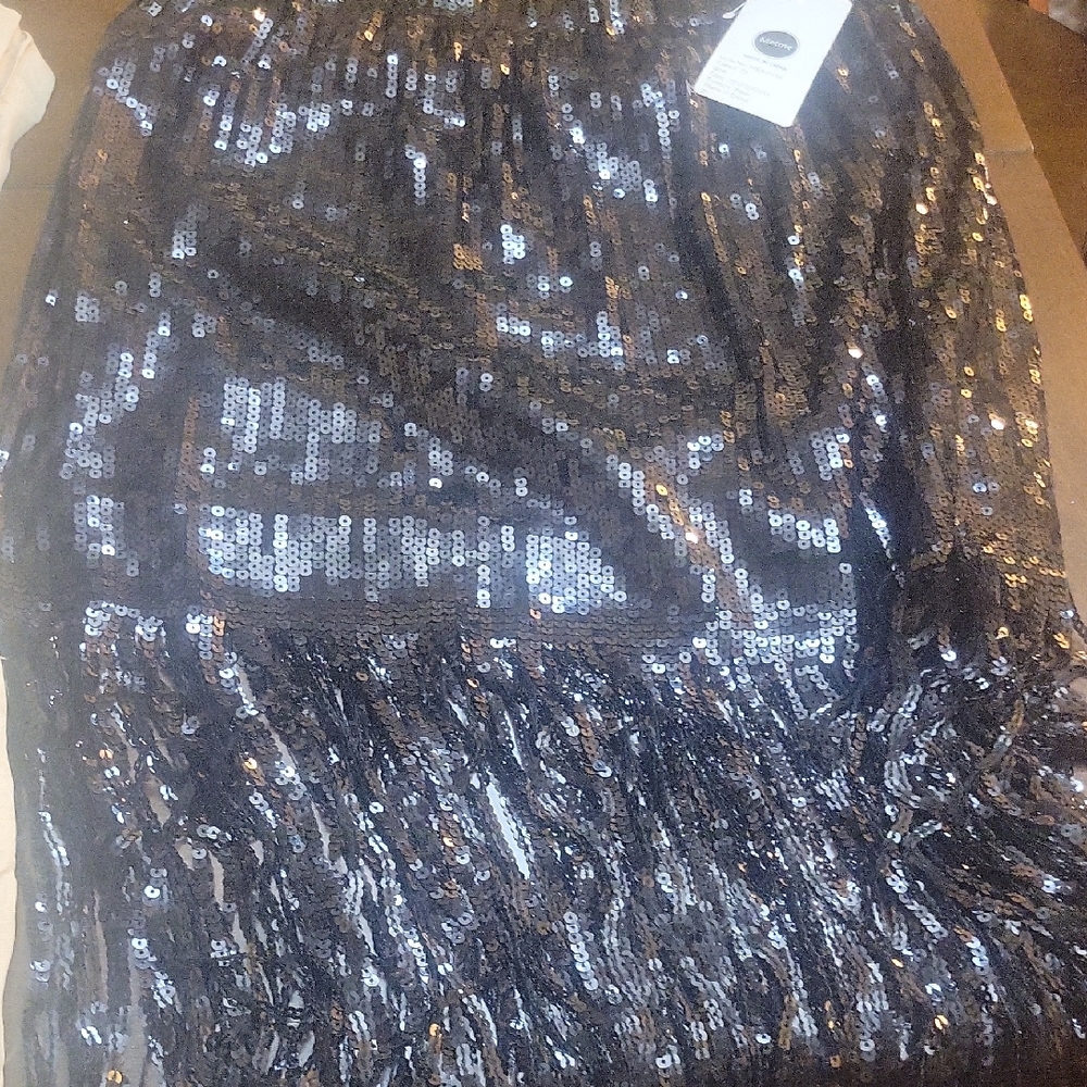 Elegant Black Sequin Pencil Skirt